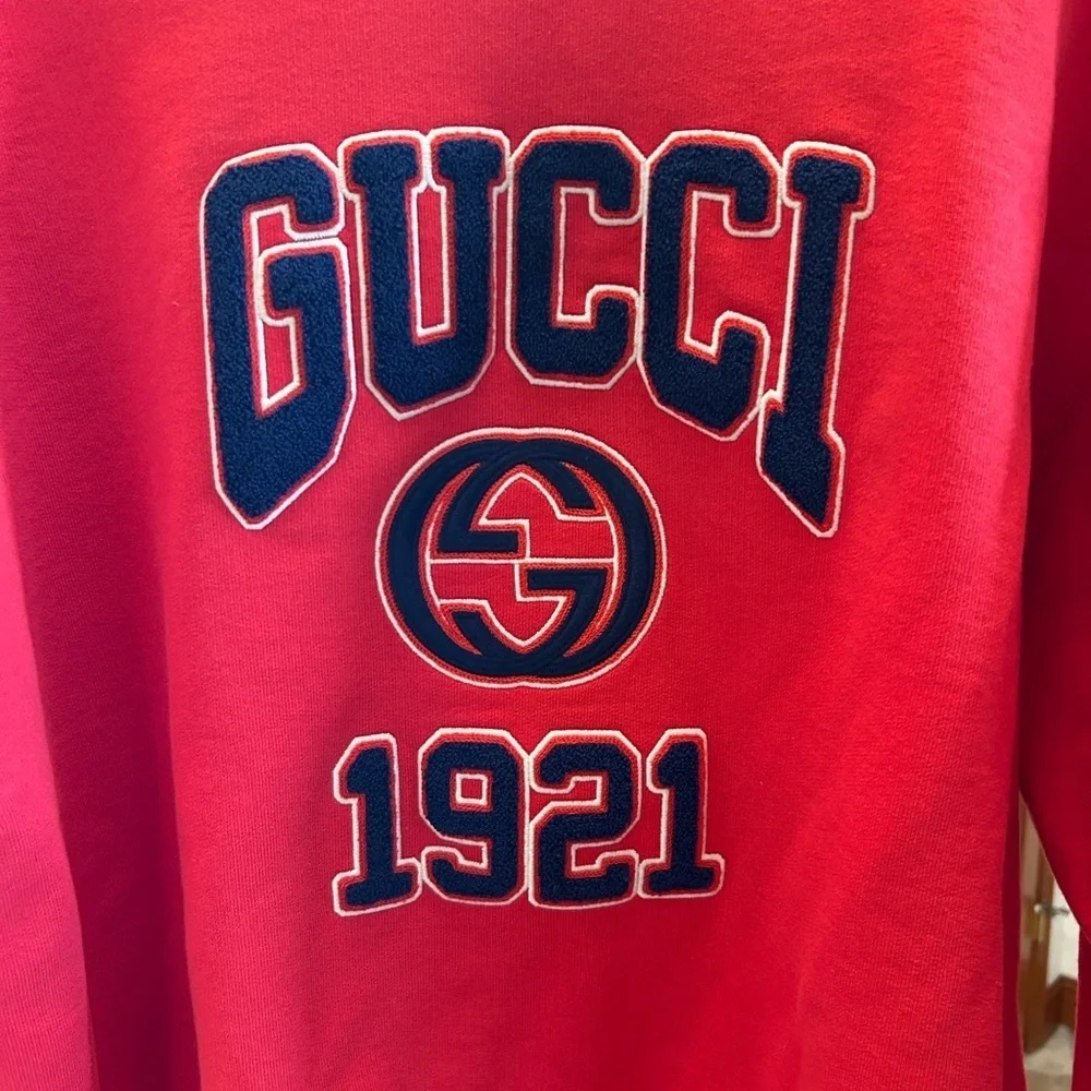 Men's Gucci logo embroidered cotton jersey sweatshirt, size XL made in Italy